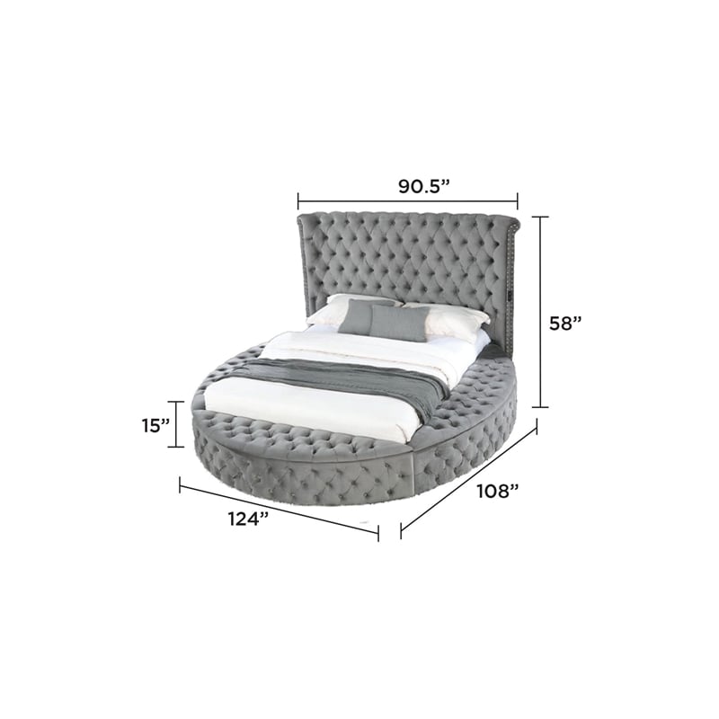 Pemberly Row Modern 5-Piece King Vanity Bedroom Set made with Wood in Gray