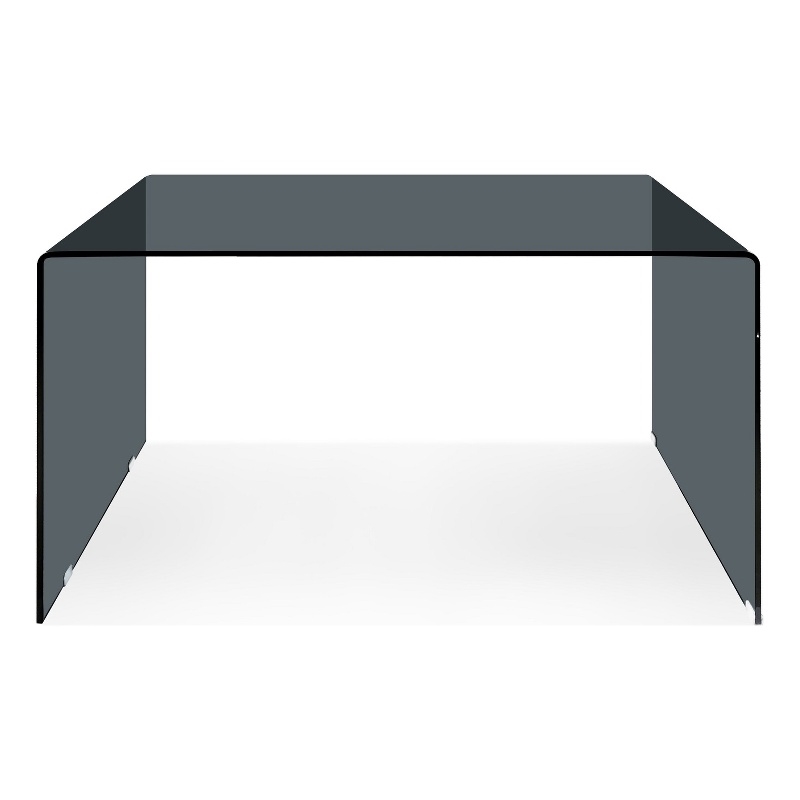Pemberly Row Modern / Contemporary Glass Desk in Transparent Gray