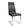 Pemberly Row Black Dining Chair with Brushed Stainless Steel Set of 2