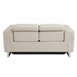Pemberly Row Italian Leather Sofa and Loveseat with Power Recliner in Beige