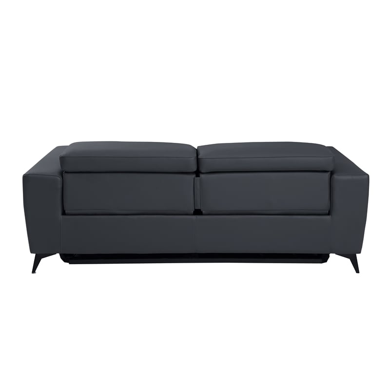 Pemberly Row Italian Leather Sofa Set with Power Recliner in Dark Gray
