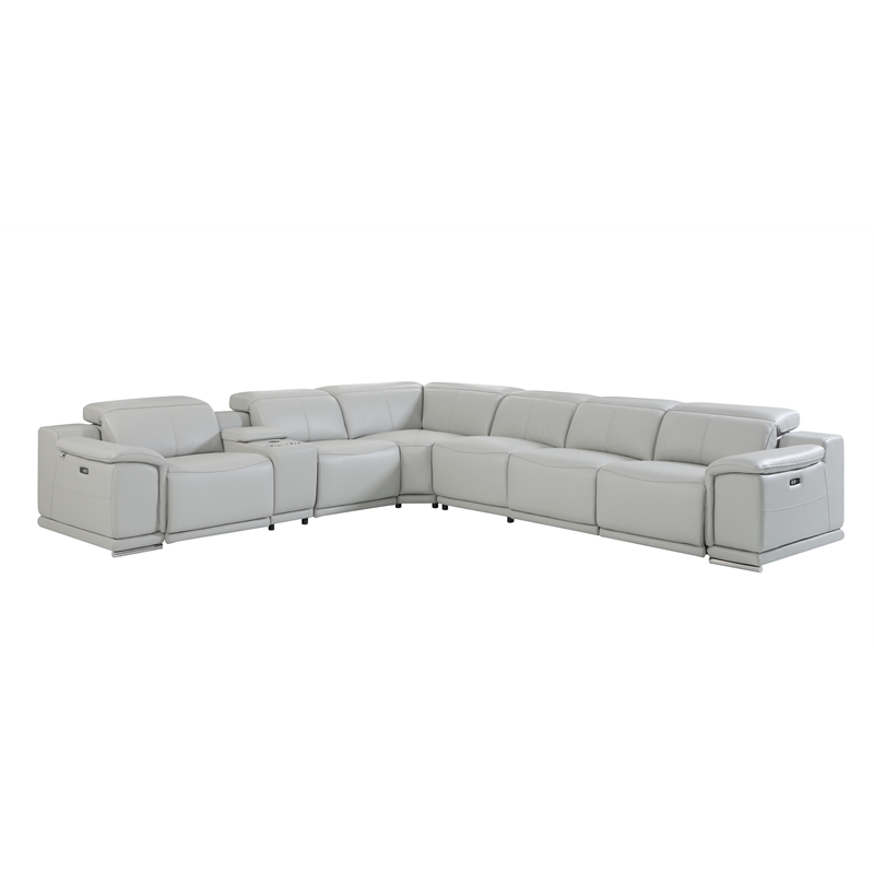 Pemberly Row 7-Piece 1 Console 3-Power Reclining Italian Leather Sectional