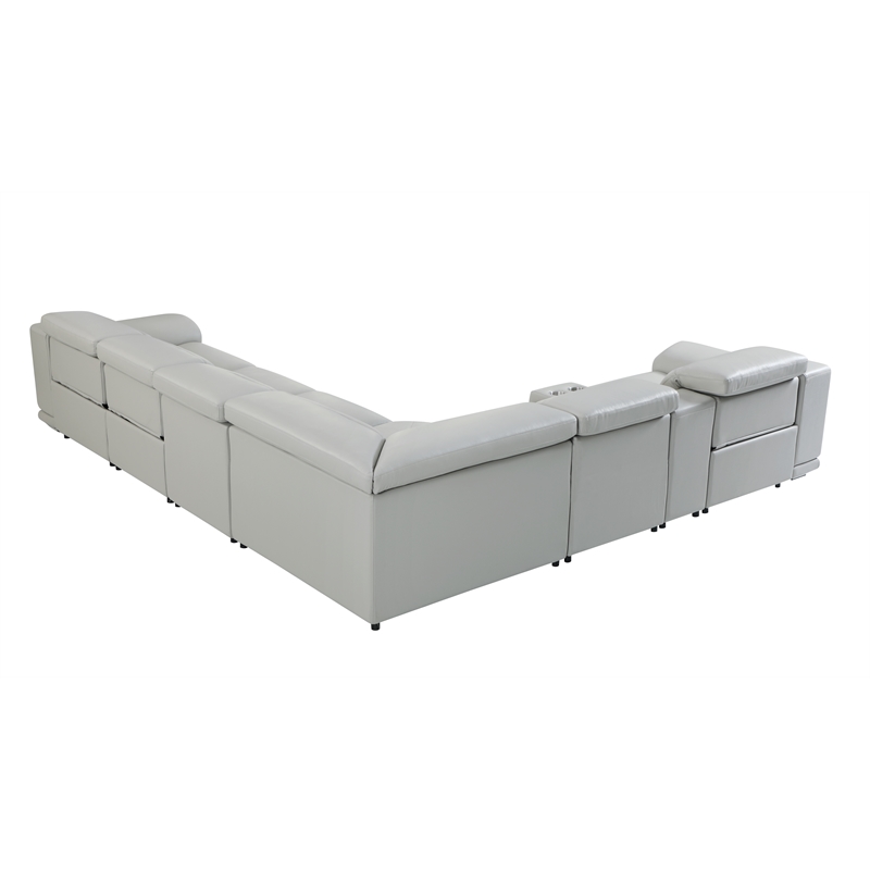 Pemberly Row 7-Piece 1 Console 3-Power Reclining Italian Leather Sectional