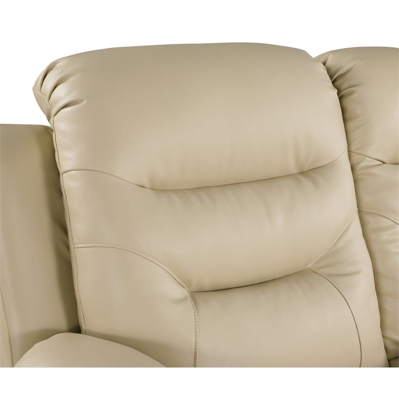 Pemberly Row Modern Contemporary Leather Console Loveseat in Beige