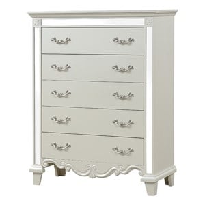 Pemberly Row Contemporary Mirror Framed Chest made with Wood in White