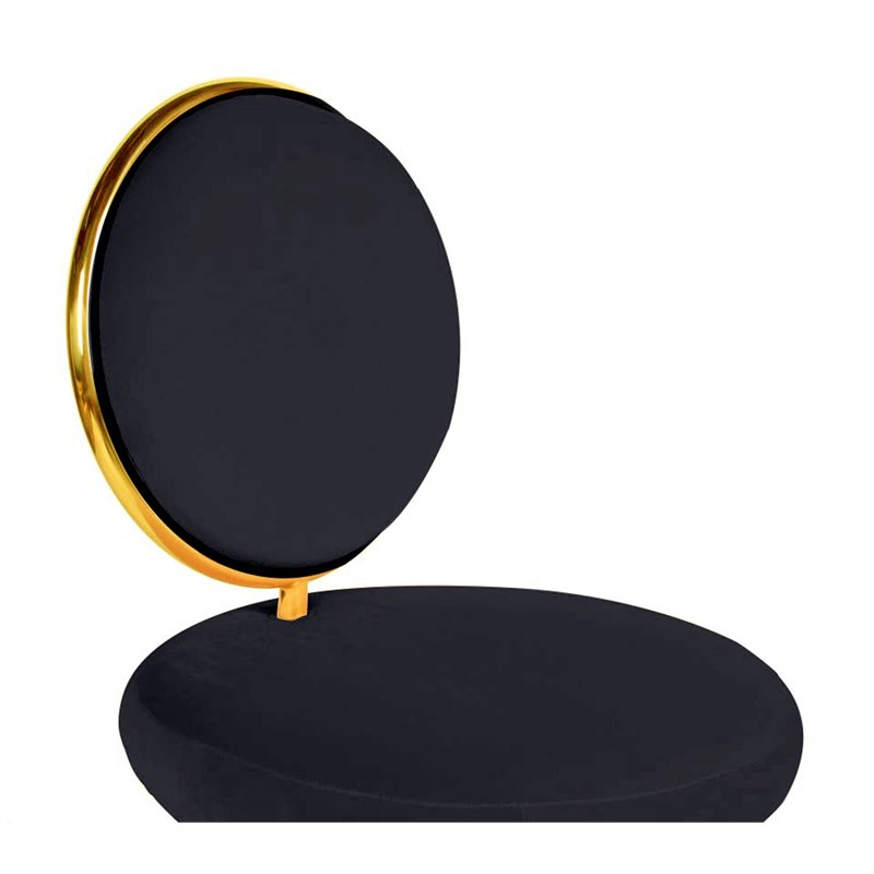Pemberly Row Velvet & Metal Upholstered Accent Chair in Black (Set of 2)