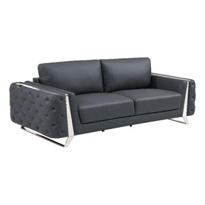Pemberly Row Modern Genuine Italian Leather Upholstered Sofa