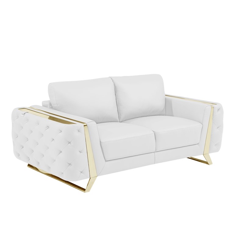 Pemberly Row Modern Genuine Italian Leather Upholstered Sofa Set