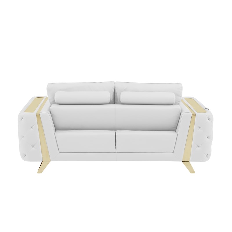 Pemberly Row Modern Genuine Italian Leather Upholstered Sofa Set