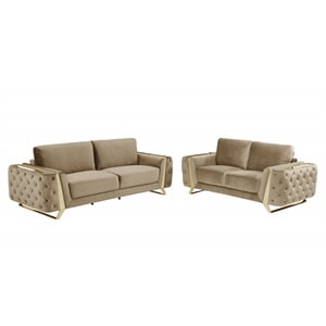 Pemberly Row Modern Transitional Modern Italian Fabric Sofa Set