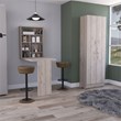 Pemberly Row 2 Piece Kitchen Set Kitchen Pantry and Floating Table in Light Gray