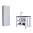 Pemberly Row 2 Piece Kitchen Set Kitchen Island and Kitchen Pantry in White Onyx