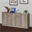 Pemberly Row Contemporary 3-Door Credenza Storage Cabinet in Rustic Oak
