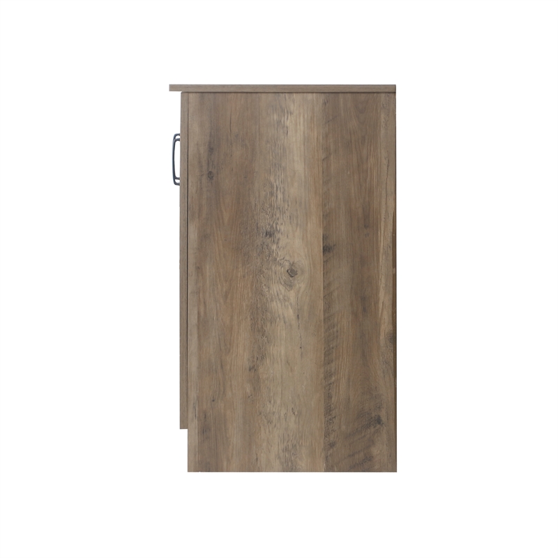 Pemberly Row Contemporary 3-Door Credenza Storage Cabinet in Rustic Oak