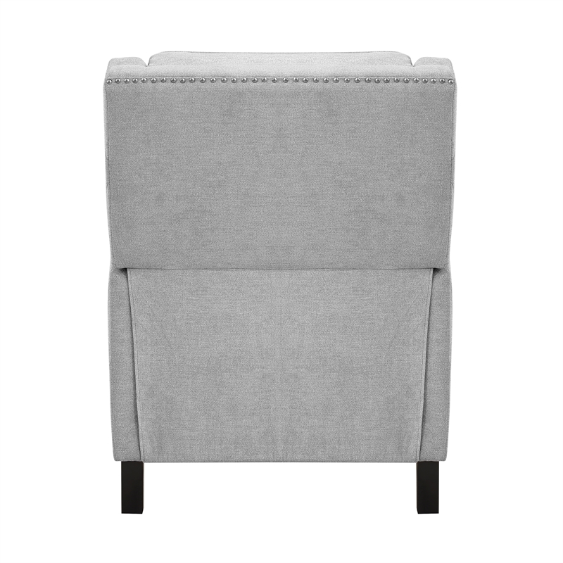 Pemberly Row Contemporary Fabric Upholstered Push Back Recliner in Gray