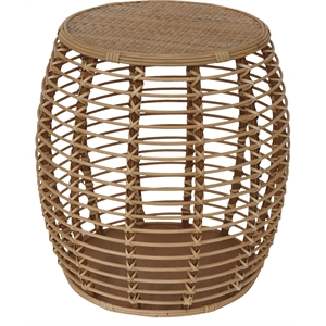Pemberly Row Transitional Rattan End Table in Natural/Espresso