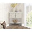 Pemberly Row Antiqued Carved Transitional Wood Corner Table in White