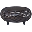 Pemberly Row Round Transitional Rattan Coffee Table in Brown