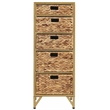 Pemberly Row 5-Drawer Transitional Metal/Wood Tower in Natural