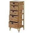 Pemberly Row 5-Drawer Transitional Metal/Wood Tower in Natural