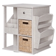 Pemberly Row All-In-One Transitional Wood Revolving Side Table in Whitewashed
