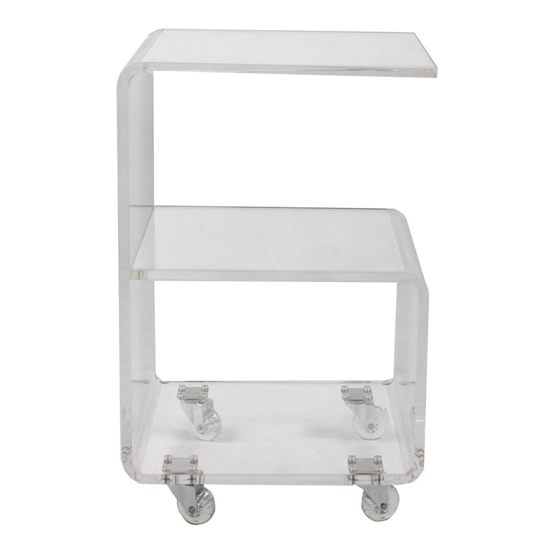 Pemberly Row G-shape Lucite and Acrylic Accent Table in Clear