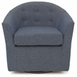 Pemberly Row Traditional Fabric Tufted Swivel Chair in Lilac Purple