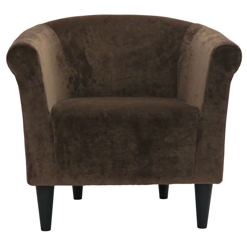 Pemberly Row Traditional Fabric Club Chair in Chocolate Brown