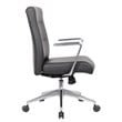 Pemberly Row Upholstered Vinyl Conference Chair with Aluminum Arm in Black