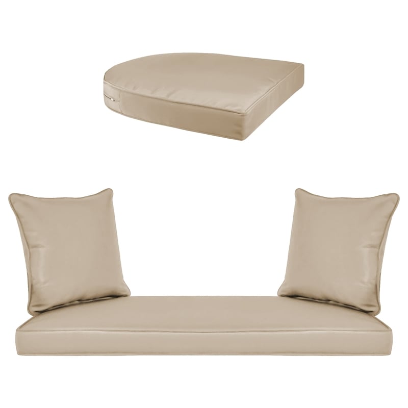 Pemberly Row Contemporary 4 Piece Wicker Patio Sofa Set in Gray and Tan