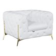 Pemberly Row Modern Genuine Italian Leather Upholstered Chair in White