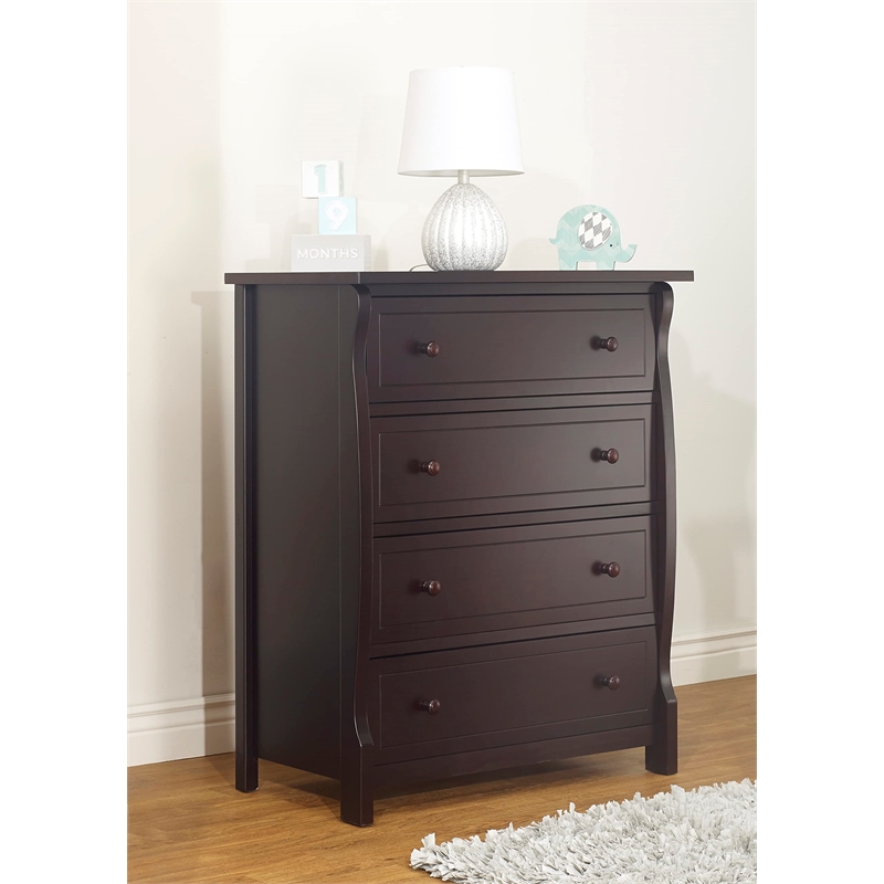 Pemberly Row ContemporaryWood 4-Drawers Dresser in Espresso