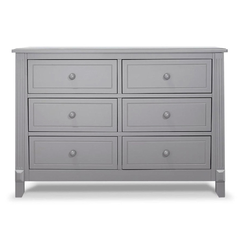 Pemberly Row Contemporary Wood Double Dresser in Weathered Gray