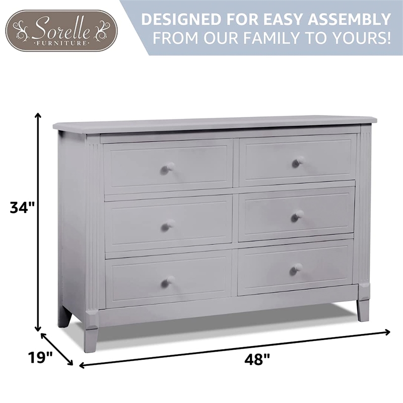 Pemberly Row Contemporary Wood Double Dresser in Weathered Gray