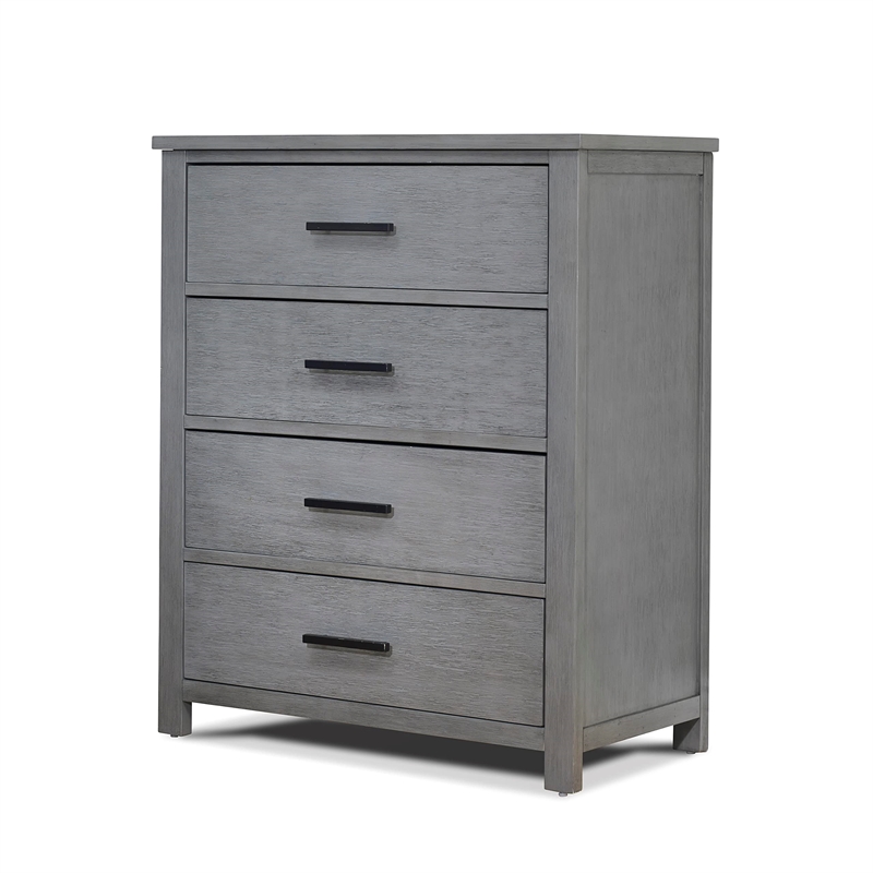 Pemberly Row Traditional 4-Drawers Wood Dresser for Baby in Grigio Gray