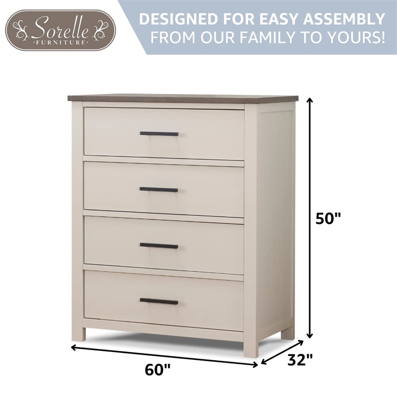 Pemberly Row Traditional 4-Drawers Wood Dresser for Baby in Grigio Gray