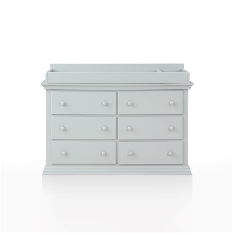 Pemberly Row Traditional Wood 6-Drawers Double Dresser Gray