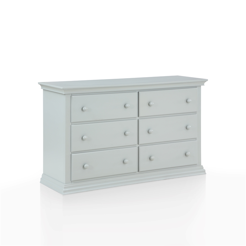 Pemberly Row Traditional Wood 6-Drawers Double Dresser Gray