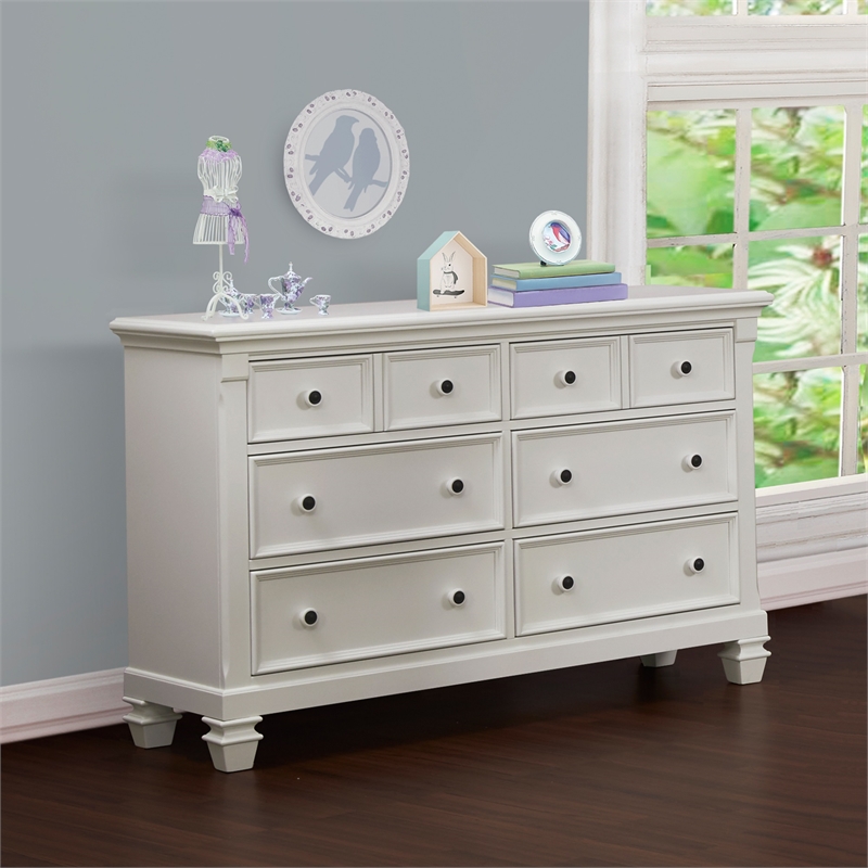 Pemberly Row 6-Drawers Traditional Wood Dresser in Pure White