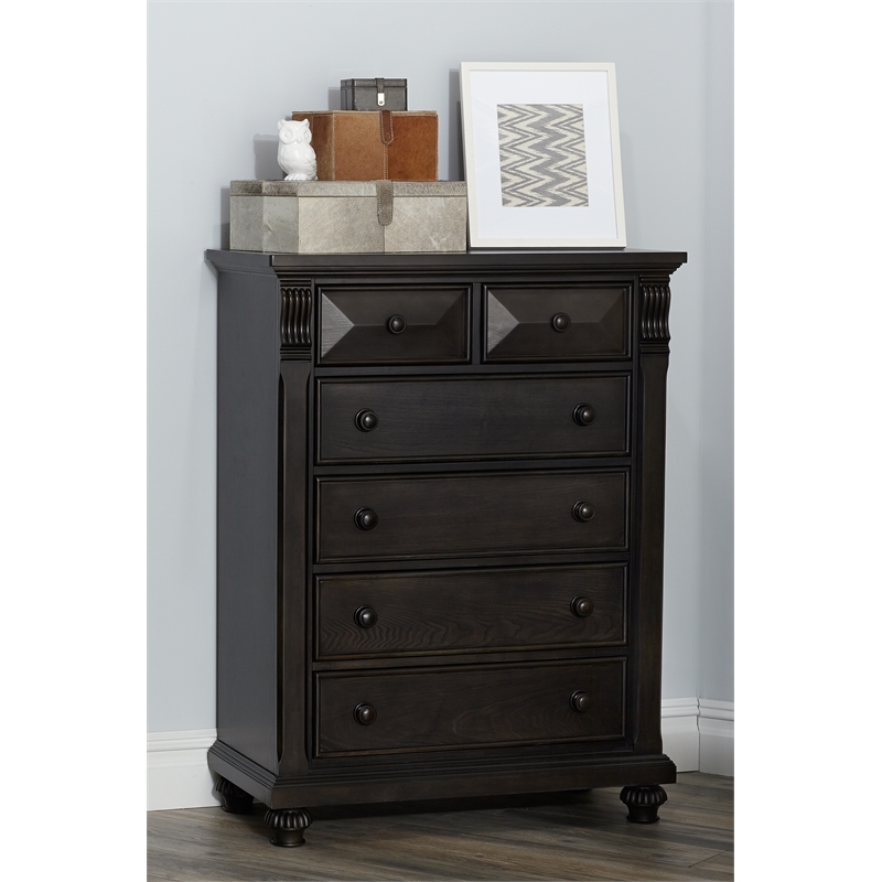 Pemberly Row 6-Drawers Traditional Wood Chest in Bittersweet