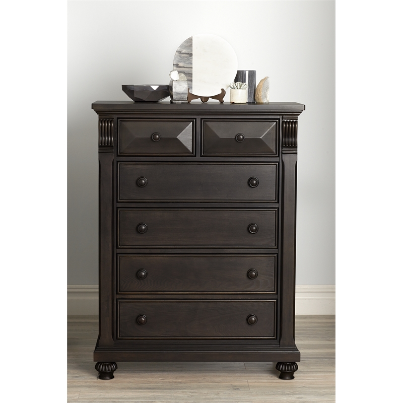 Pemberly Row 6-Drawers Traditional Wood Chest in Bittersweet