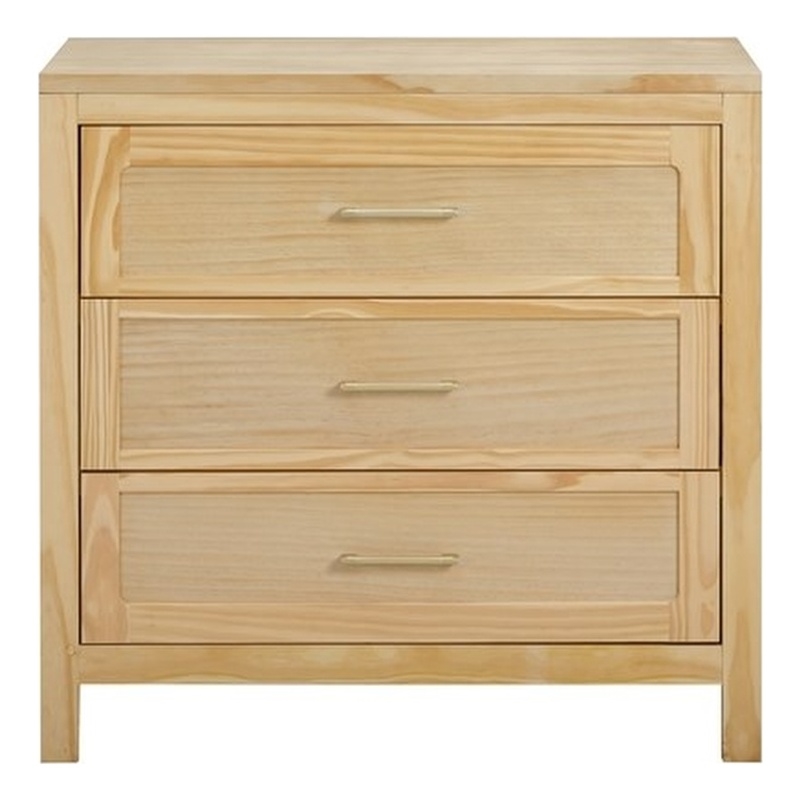 Pemberly Row Contemporary Wood 3-Drawers Dresser in Pine Natural
