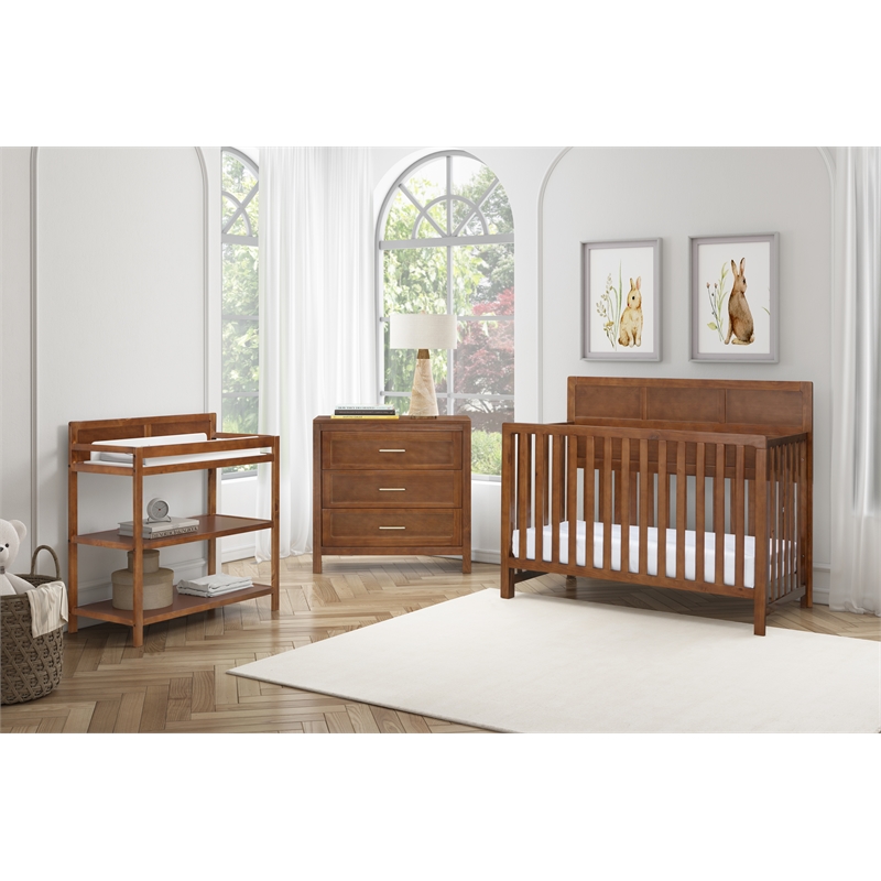 Pemberly Row Contemporary Wood 3-Drawers Dresser in Walnut Finish