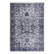 Pemberly Row Blue Traditional Washable 5 ft. x 7 ft. Fabric Area Rug