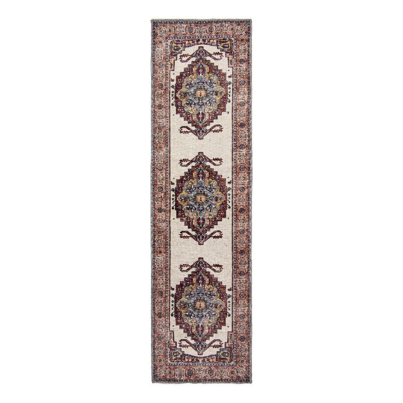 Pemberly Row Brick Red Traditional Washable 2 ft. x 6 ft. Fabric Runner Rug