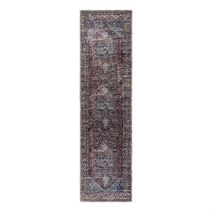 Pemberly Row Multi-Color Distressed Washable 2 ft. x 6 ft. Fabric Runner Rug