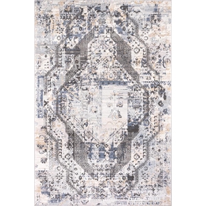Pemberly Row Traditional Gray Oriental 5 ft. x 7 ft. Fabric Area Rug