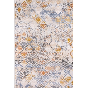 Pemberly Row Distressed Blue Geometric 2 ft. x 6 ft. Fabric Runner Rug
