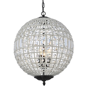Pemberly Row Contemporary 18&quot 3 Light Royal Crystal Pendant Lamp