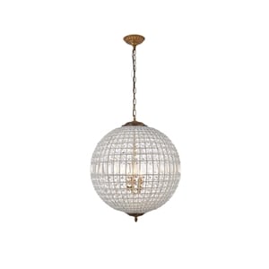 Pemberly Row Contemporary 25&quot 5 Light Royal Crystal Pendant Lamp